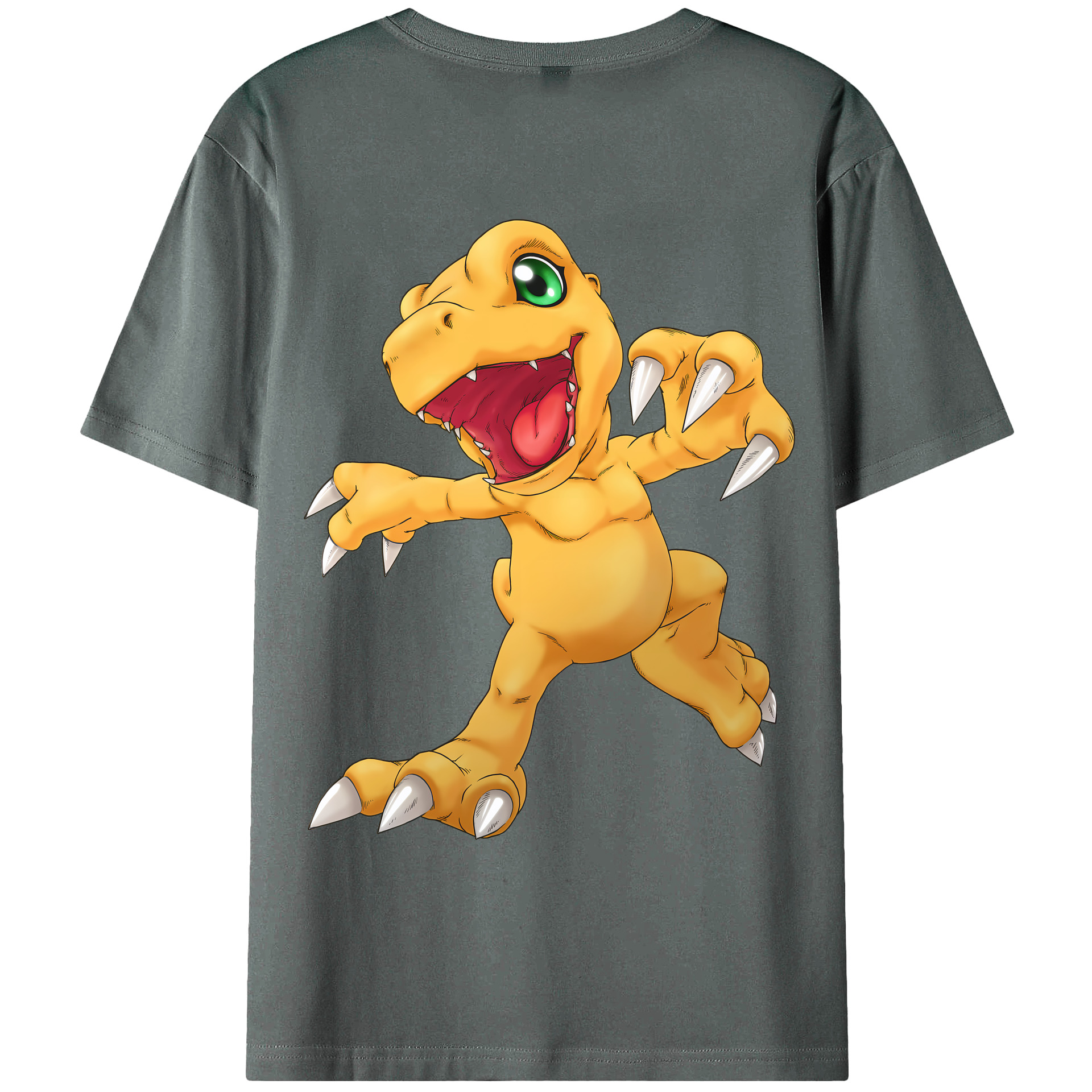 （画像用） Digimon デジタルモンスター/デジモン 綿100％ メンズ半袖Tシャツ（バックプリント） 通気性